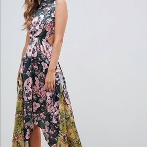 Mixed print midi dress